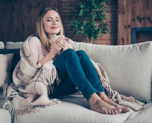 woman in a great smelling airbnb in scottsdale