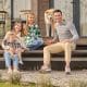 dog with family on porch